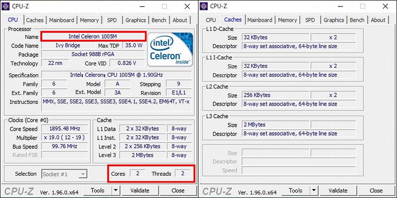 CPU-Z画面①（換装前）