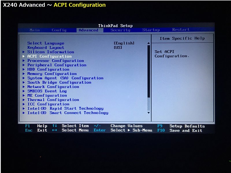 ACPI Configuration 画面