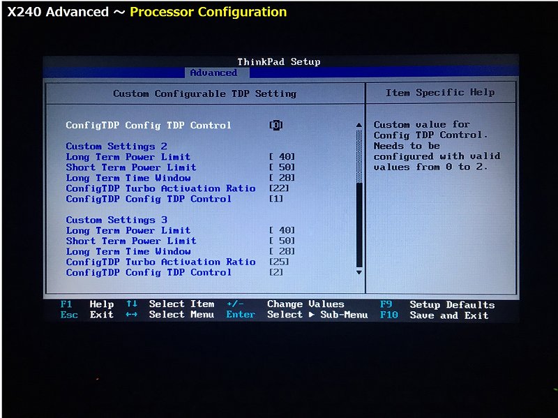 Processor Configuration の詳細画面 6
