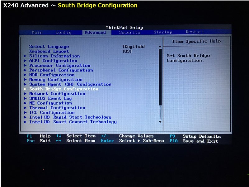 South Bridge Configuration 画面