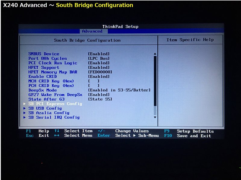 South Bridge Configuration の詳細画面 2