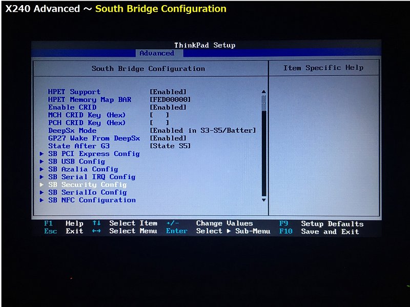 South Bridge Configuration の詳細画面 13