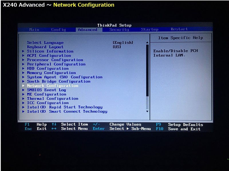 Network Configuration 画面