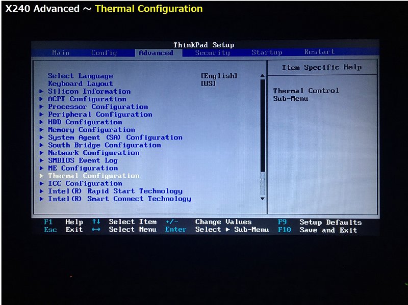 Thermal Configuration 画面