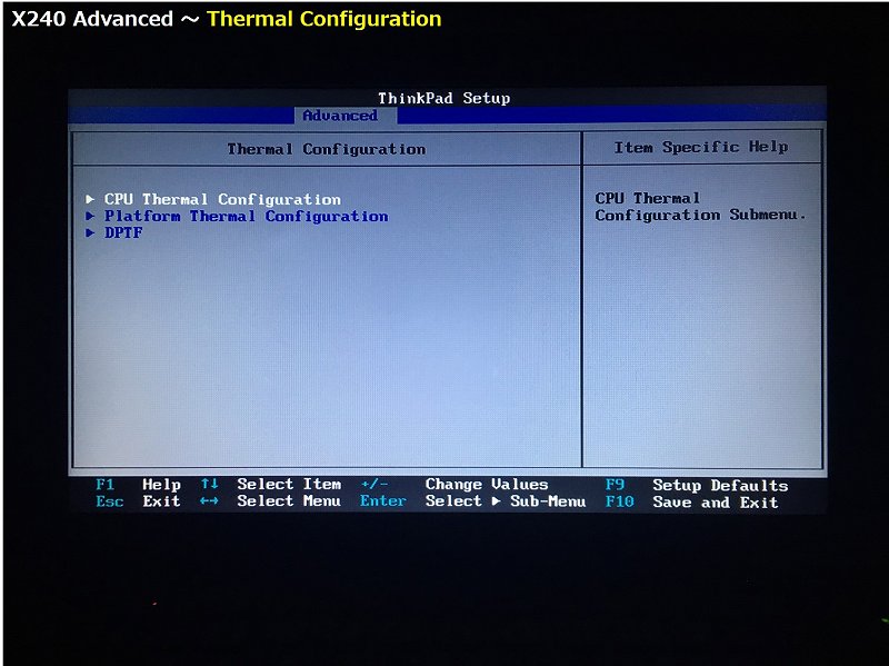Thermal Configuration の詳細画面 1