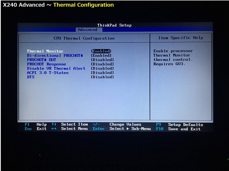 Thermal Configuration の詳細画面 2