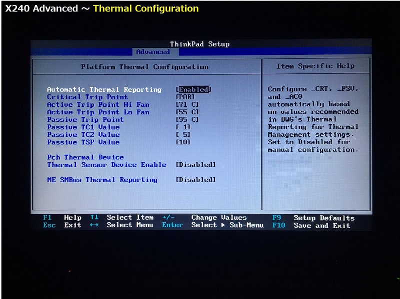Thermal Configuration の詳細画面 4