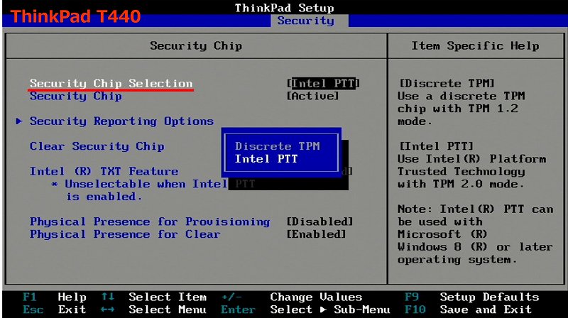 T440 BIOS Security Chip