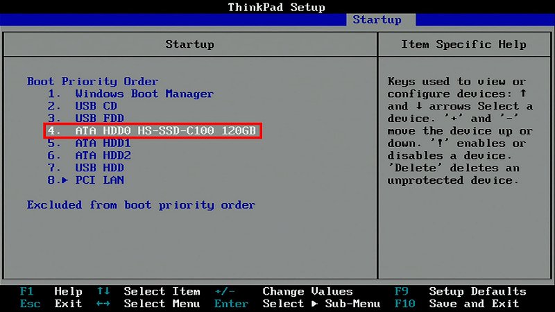 BIOS Boot Priority Order 画面