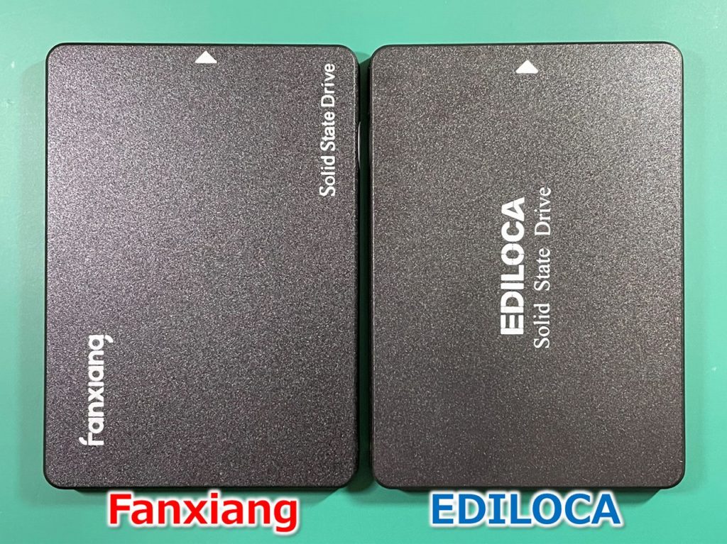 Fanxiang S101とEDILOCA ES106 SSD本体比較（表側）
