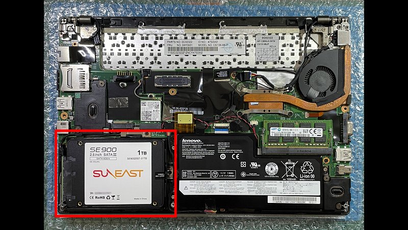 SUNEAST SE900 ThinkPad X240 取付状態