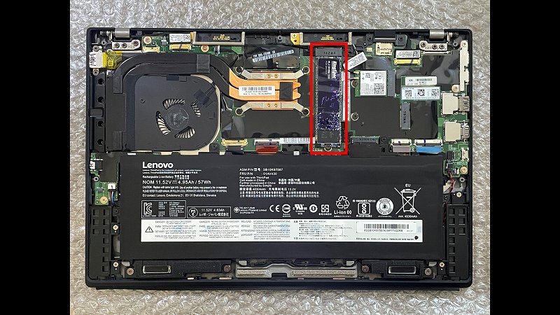 KingSpec NE-512 ThinkPad X1 Carbon 5th 取付状態