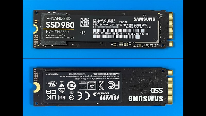 Samsung SSD980 1TB SSD本体外観