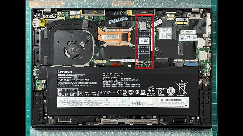 Acclamator N20 512GB ThinkPad X1 Carbon 5th 取付状態