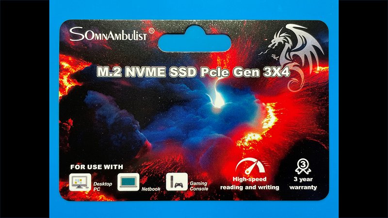 SomnAmbutist NVMe SSD 256GB パッケージ外観（台紙のみ）