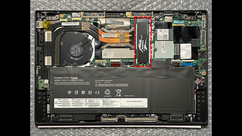 PUSKILL NVMe 256GB　ThinkPad X1 Carbon 6th 3号機 取付状態