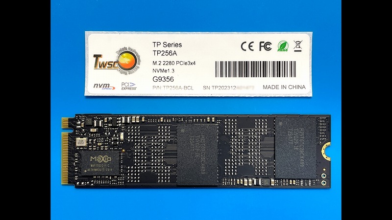 TWSC TP256A SSD本体ラベルを剥がしたところ