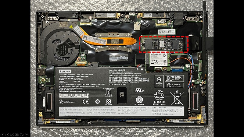 Crucial P3 1TB ThinkPad X1 Carbon 8th 取付状態