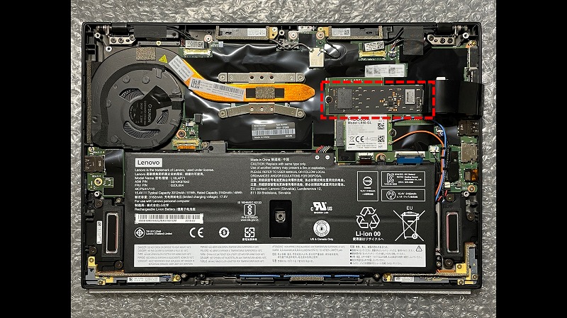 Crucial P3 1TB（5月）ThinkPad X1 Carbon 8th 取付状態
