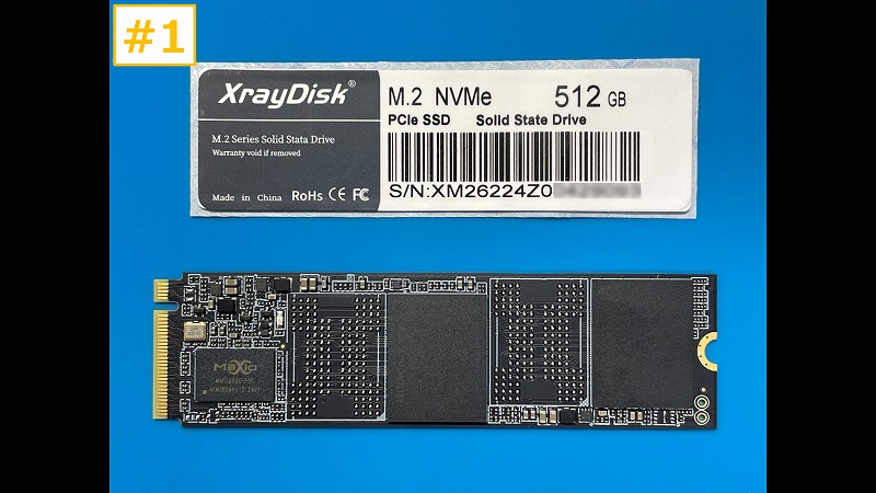XrayDisk 512GB #1 SSD本体ラベルを剥がしたところ