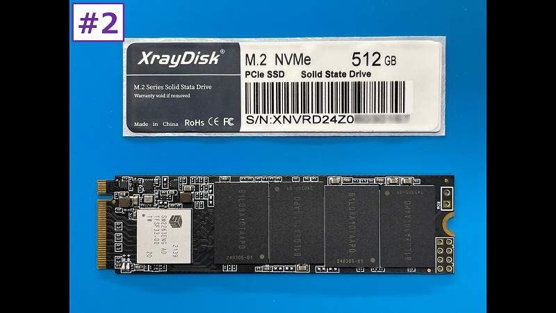 XrayDisk 512GB #2 SSD本体ラベルを剥がしたところ