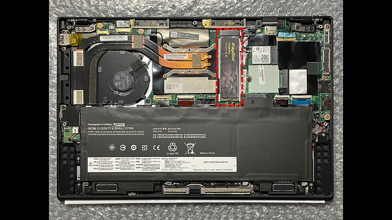 XrayDisk 512GB PRO ThinkPad X1 Carbon 6th（3号機）取付状態